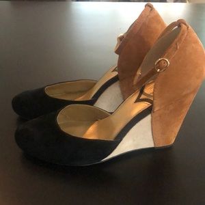 Seychelles colorblocked suede wedges